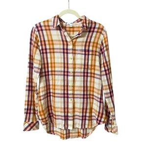 Sonoma plaid striped gauzy button up casual long sleeve shirt size small NWTs